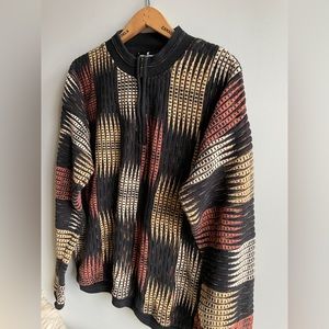 Ted Lapidus Paris, black stripe cotton sweater, large sweater,designer sweater,